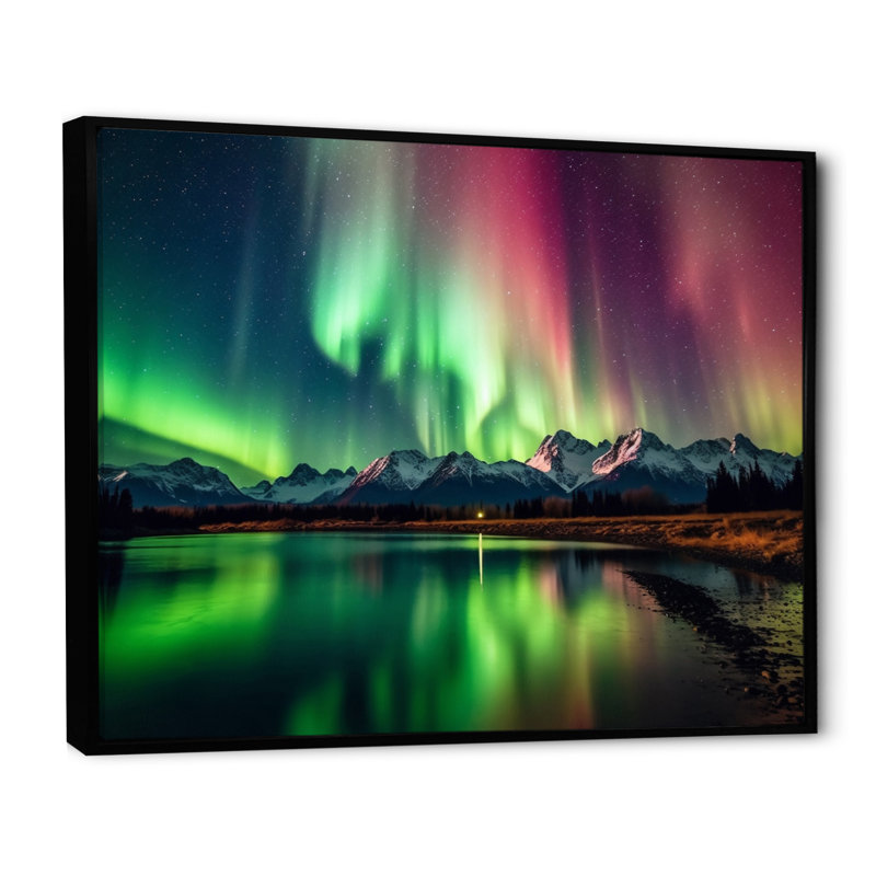 Yukon Dream Aurora IV - impressions sur toile canadiennes, H 16 po x l 32 po x P 1 po, Cadre flottant noir