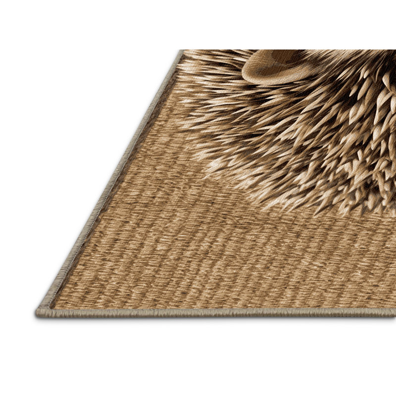 Washable African Hedgehog Wildlife Area Rug, Square 7'