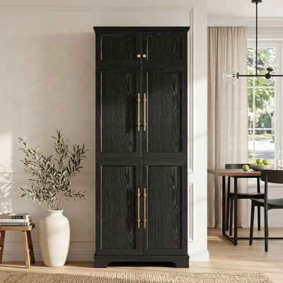 78.2" Tall Farmhouse Kitchen Pantry Cabinet,Storage Cabinet,Wine Rack, with 4 Adjustable Shelves, 8 Door Shelves,1 Hidden Drawer, Versatile Cupboard for Kitchen, Dining & Bathroom,Easy to Assembly