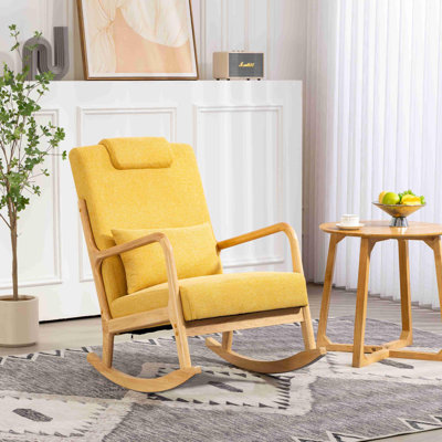 Chaise berçante rembourrée en tissu avec fauteuil à haut dossier et chaises berçantes