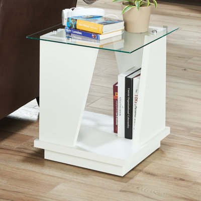 Glass Top Floor Shelf End Table