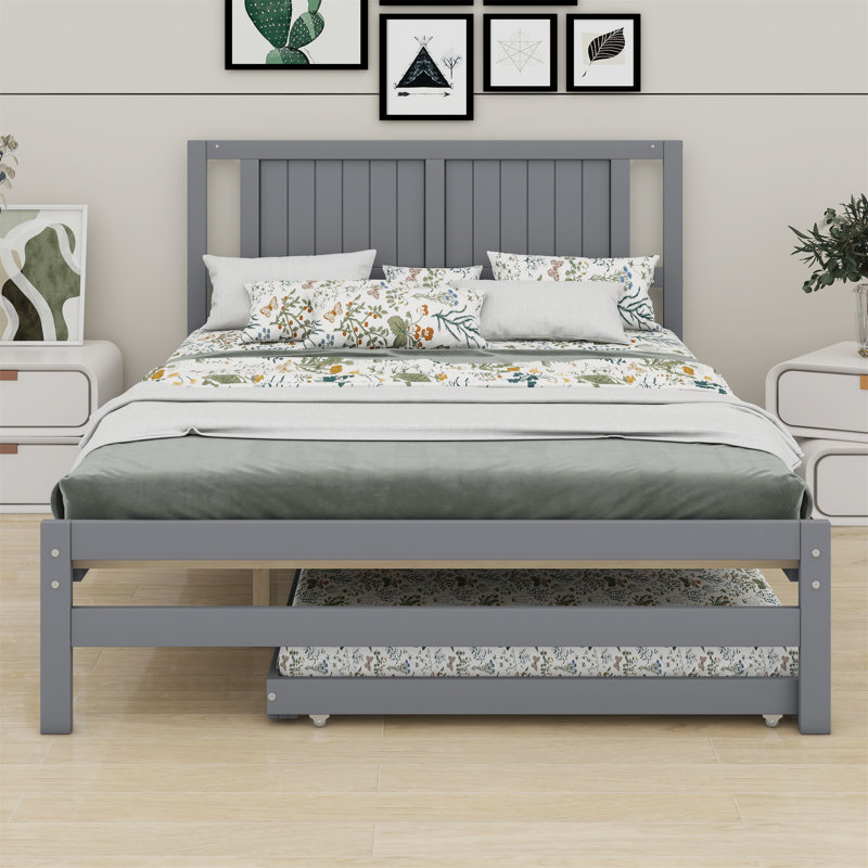 Platform Bed With Adjustable Trundle