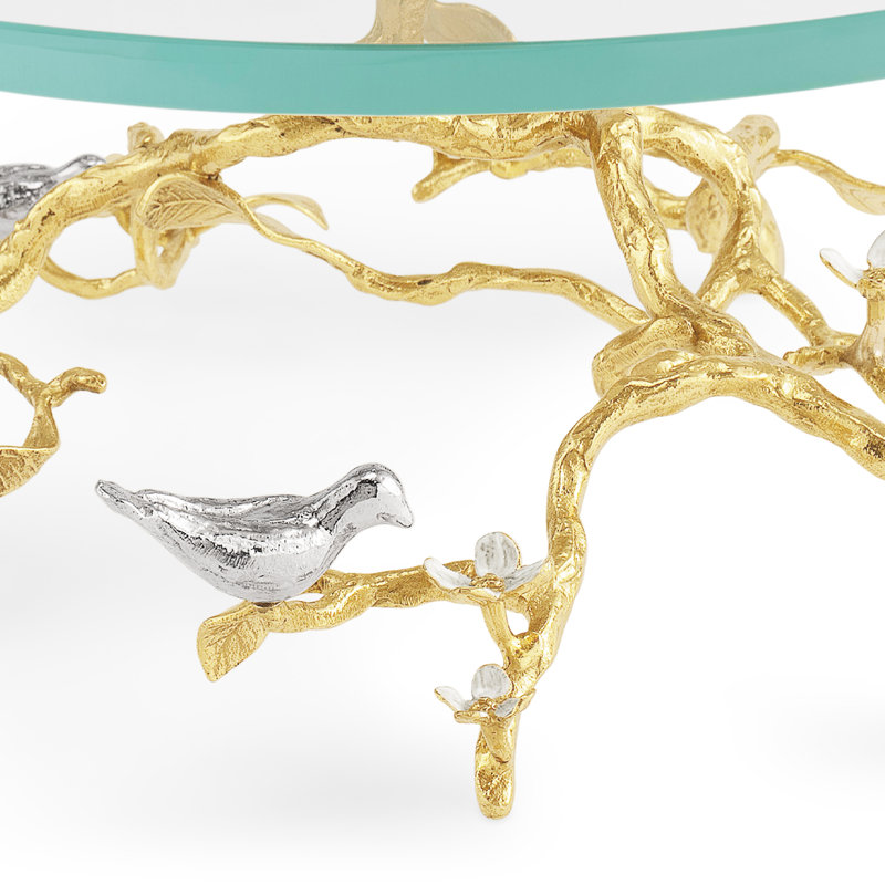 Lovebirds Silver & Gold Glass Cakestand