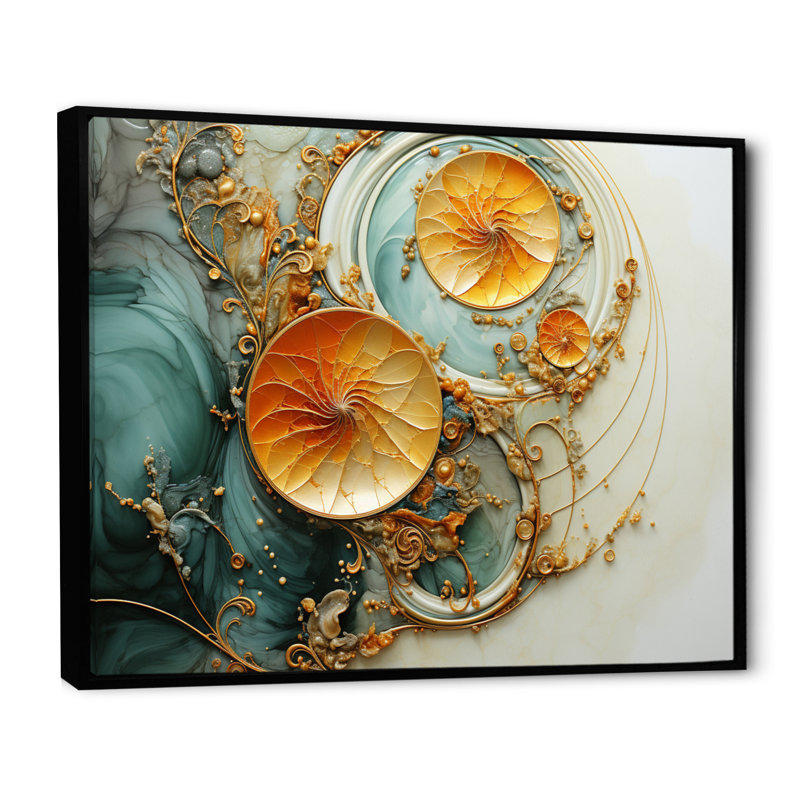 Organic Spiral - Abstract Spirals, impression d'art mural, H 12 po x l 20 po x P 1 po, Cadre flottant noir
