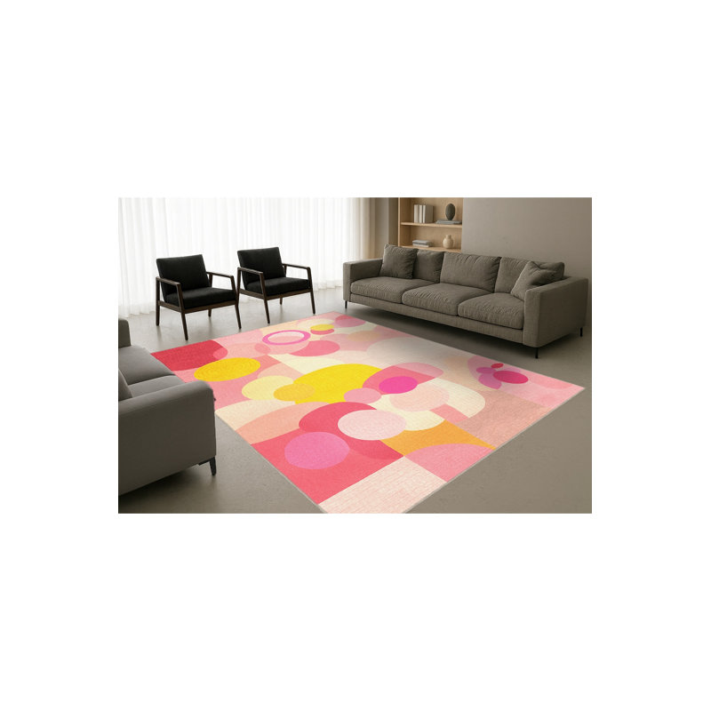 Tapis rose tissé à envers lavable Mosso, 2'4" x 3'11"