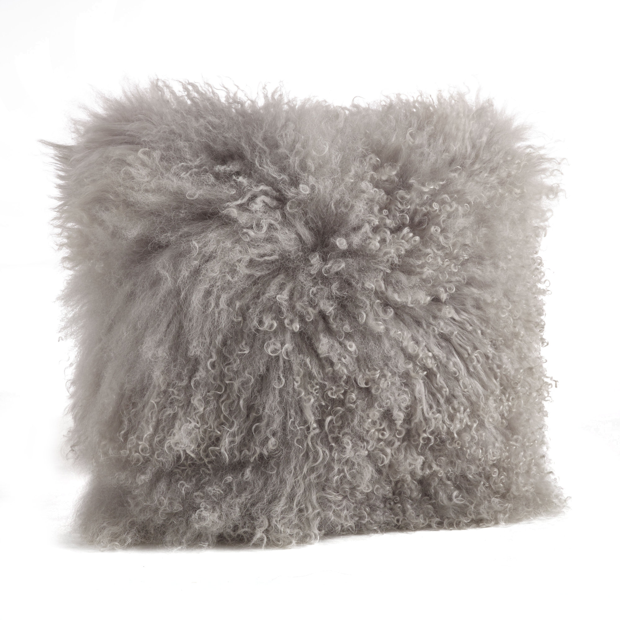 Iyana Wool Throw Pillow, Fog, Square 16"