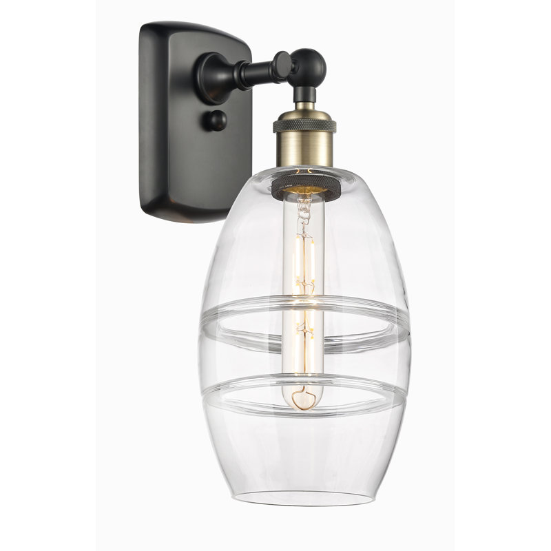 Applique murale en acier Bettylou, Laiton antique noir, H 9,13 po x l 5,88 po x P 7,06 po, Transparent