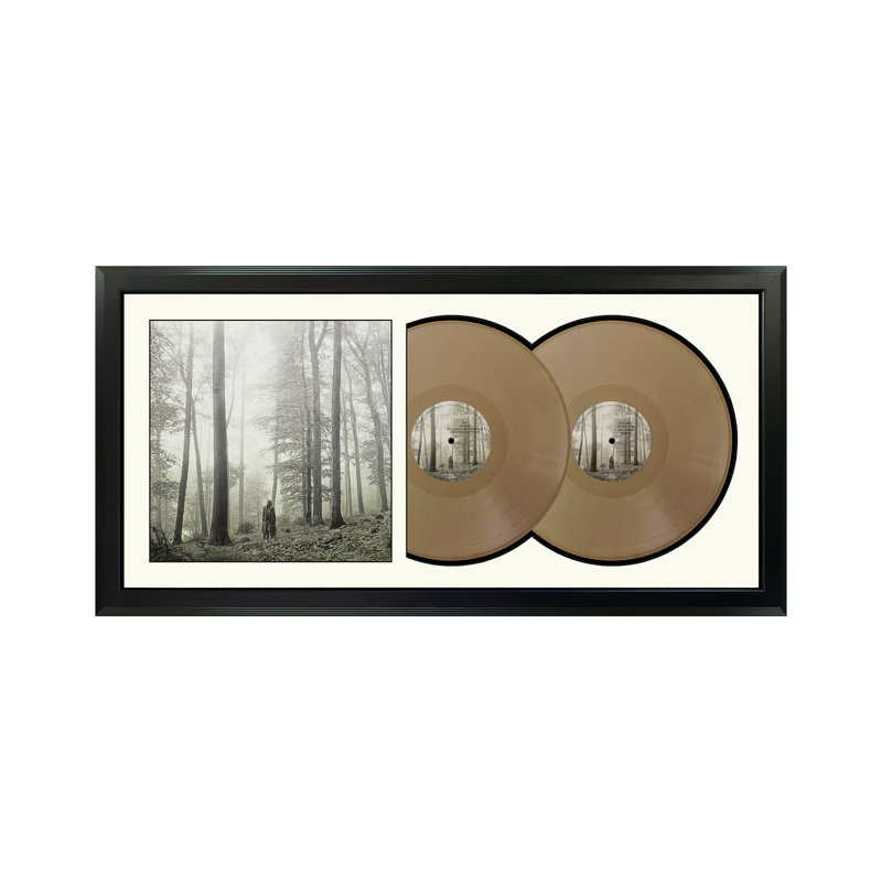 "Taylor", "Folklore", art mural double disque vinyle encadré, présentation de la pochette d'albums, décor de souvenirs de musique, cadeau unique pour les amateurs de vinyle