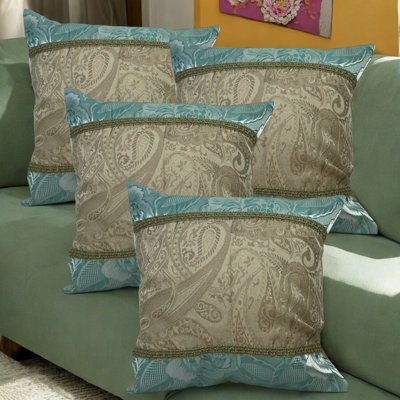Arkita Indoor / Outdoor Floral Blue Square Throw Cushion Cover