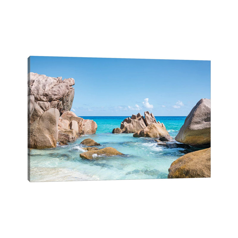Anse Patates Beach On The Island Of La Digue, Seychelles by Jan Becke - Wrapped Canvas Print, 20.32 cm H x 30.48 cm W