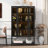 Modern Steel Display Cabinet with 3-Sided Glass and Integrated LED Lighting-129159031