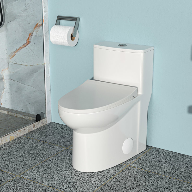 Ceramic Toilet With Silent Flushing And Glaze One Piece Dual Flush Hygienic