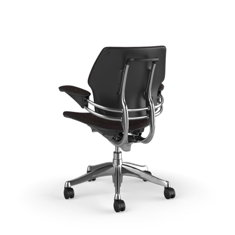 Freedom Ergonomic Task Chair - Coda, Standard Duron Arms with Textile, Black - 0382, Polished Aluminum with Graphite Trim