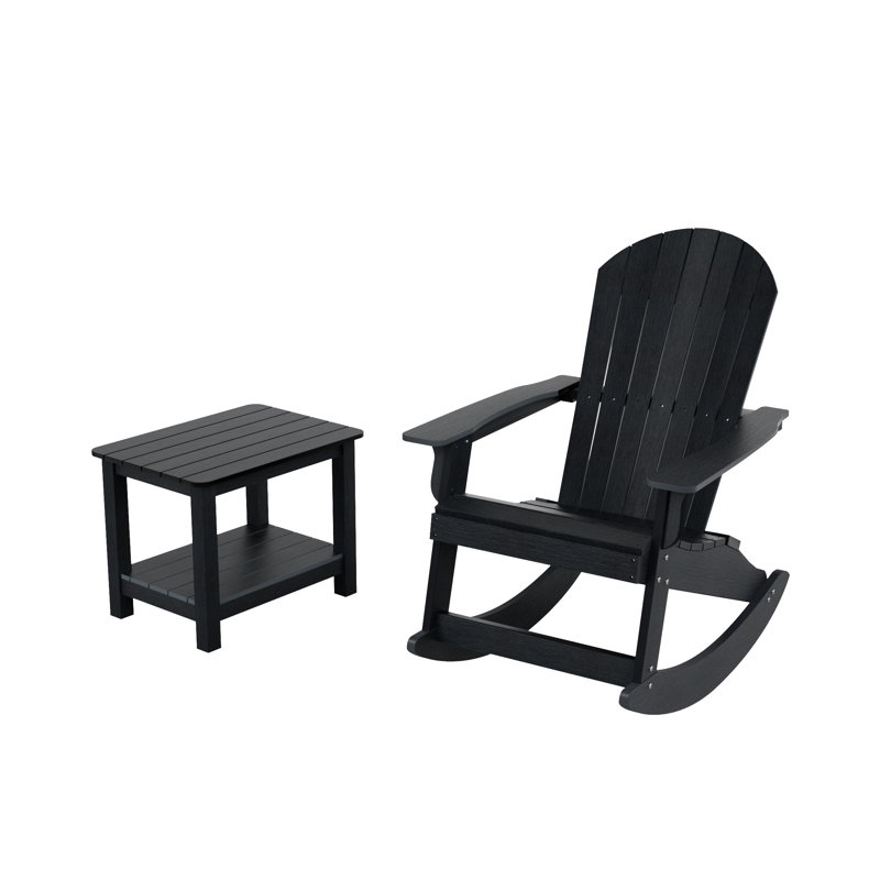Chaise berçante d'extérieur avec table Arrir, Noir