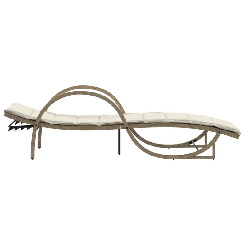 Chaise longue en rotin PE, acier thermolaqué, Crème / blanc, 1, Brun