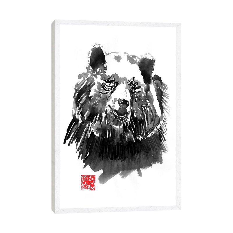 Bear by Péchane - Painting on Canvas, White Framed, 152.5 cm H x 101.5 cm W