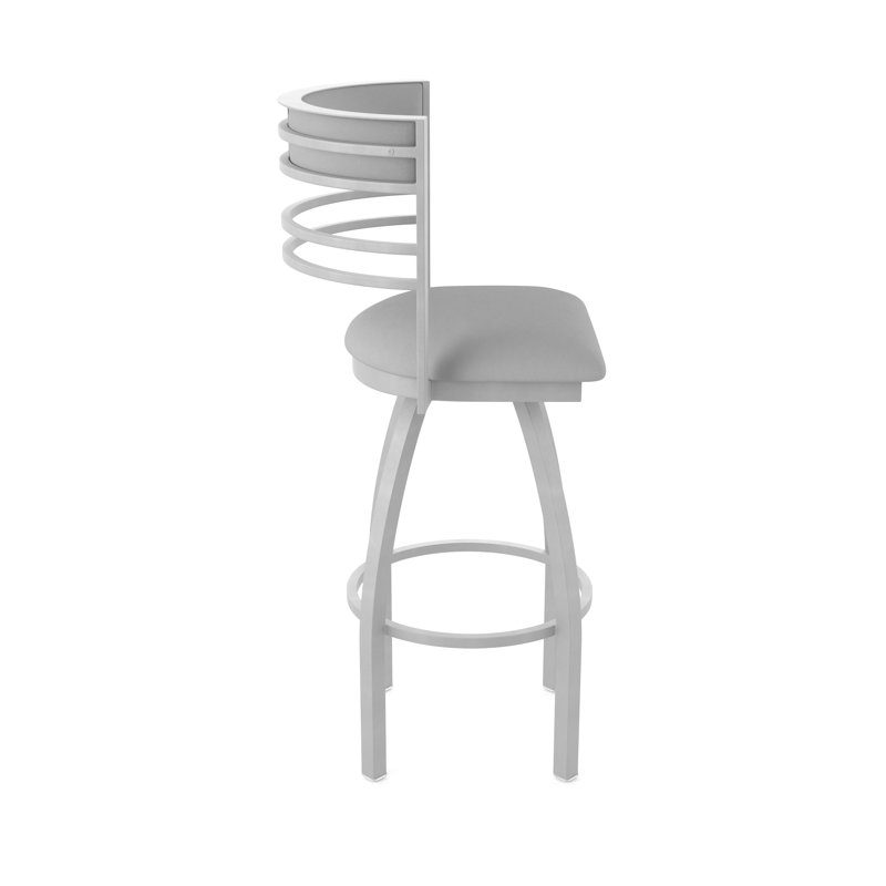 Hunter Swivel Stool, Tabouret de bar (siège d'une hauteur de 30 po), Vinyle - gris galbon Folkstone, Nickel anodisé