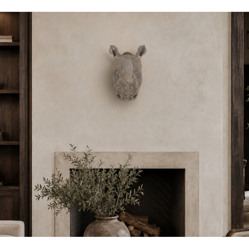 Décoration murale tête de rhinocéros en résine