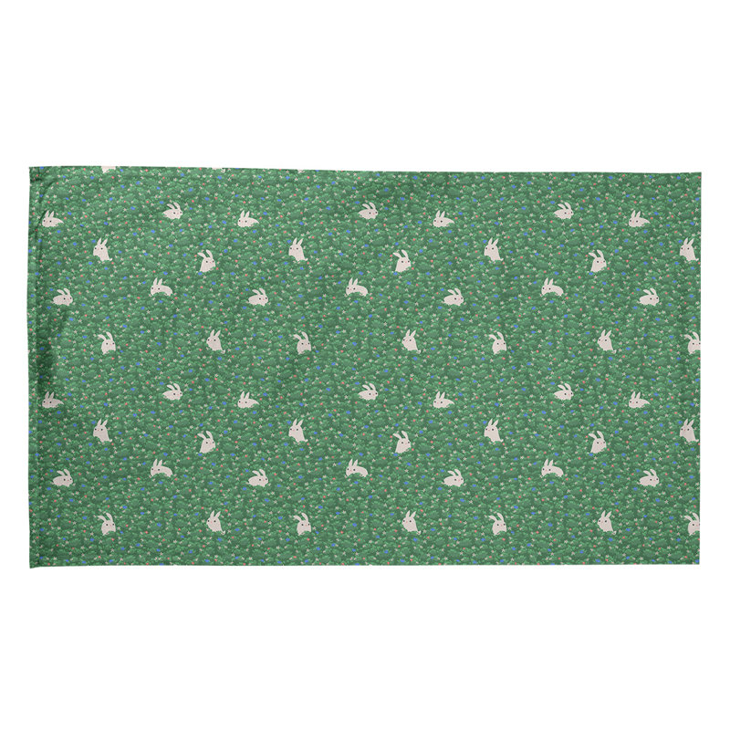 Serviette de lapin lapin à motif lapin, Sergé de coton, Vert / Bleu