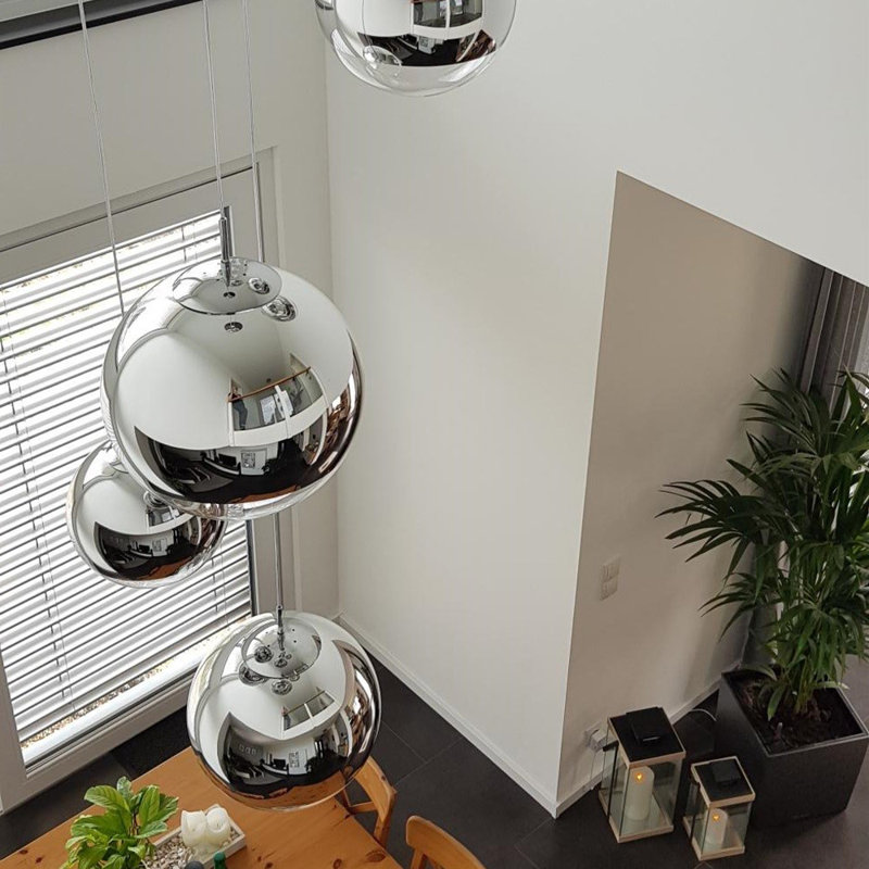 Fairy mirror ball gallery light 5m suspension, 500cm H x 50cm W x 50cm D, Black/Gold