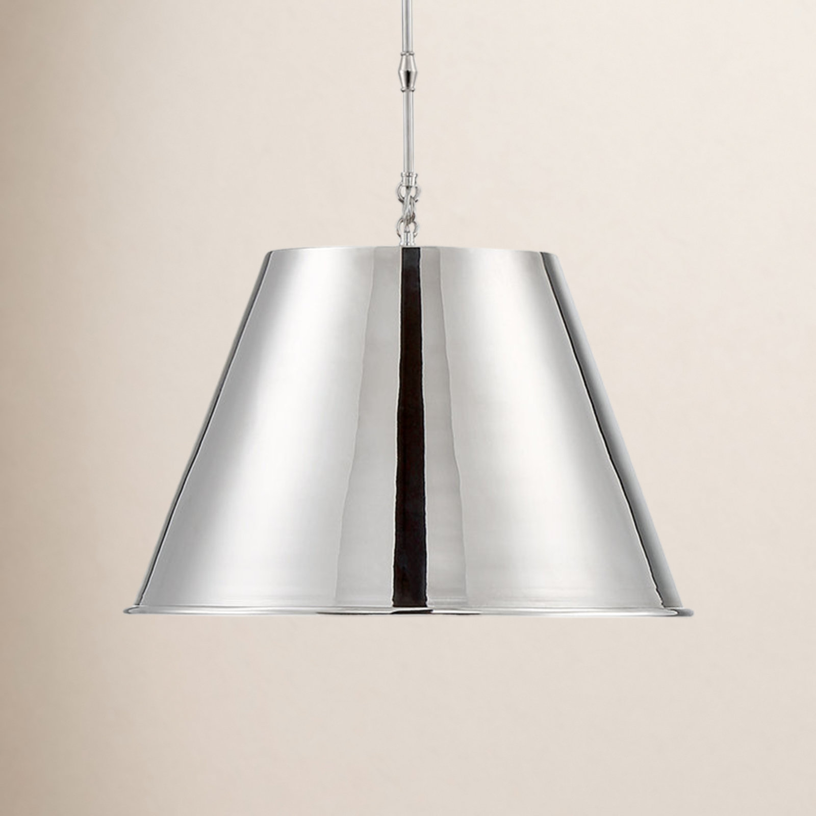 Presley Dimmable Single Light Pendant, Polished Nickel, 12.75" H x 18.25" W x 18.25" D