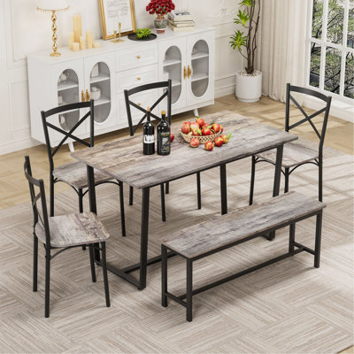 6 Pieces Dining Set 6-Piece Kitchen Table Set Perfect For Kitchen, Breakfast Nook, Living Room Occasions