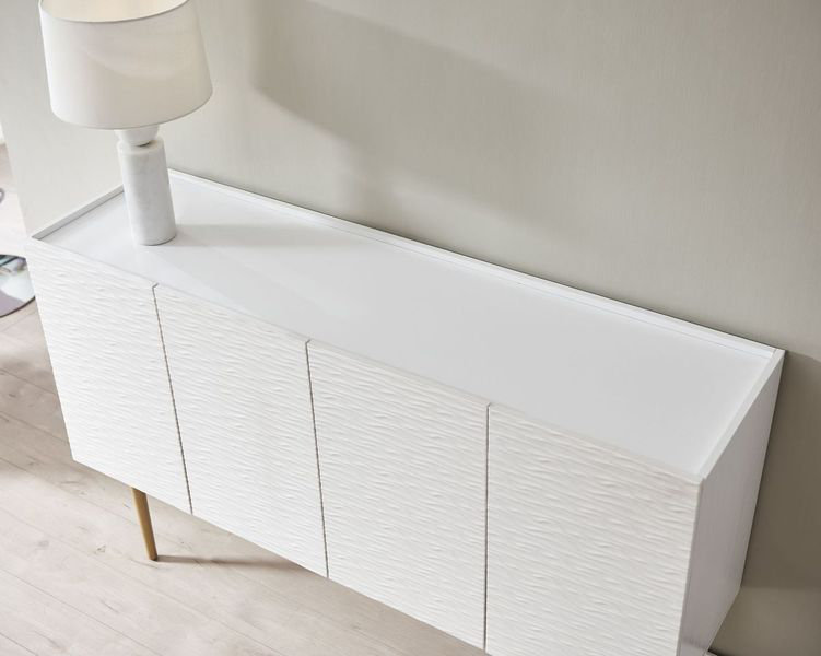 Buffet décoratif 4 portes Ludie, Blanc