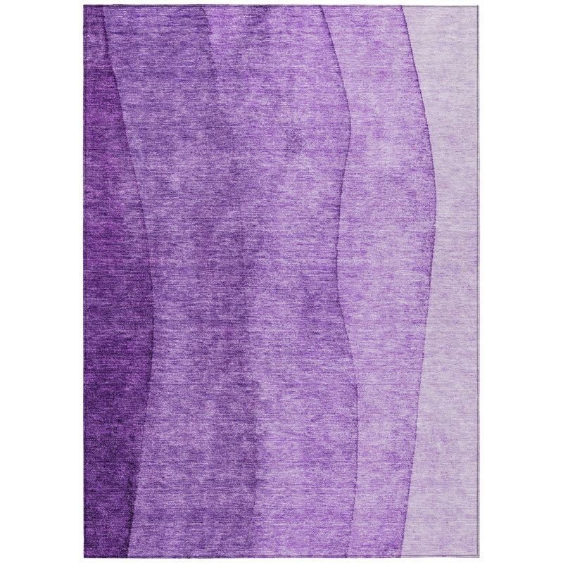 Tapis d'intérieur lavable ombré mauve et lavande 5 pi x 8 pi