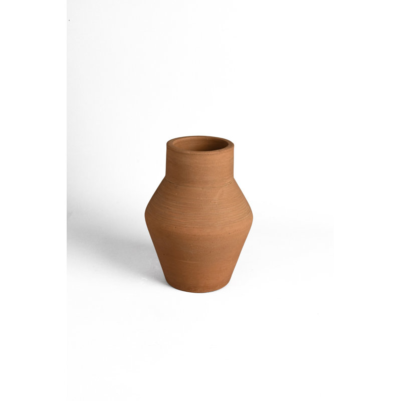 Liala 8,7"H x 6,1"Dia. Vase - Terre cuite, Naturel
