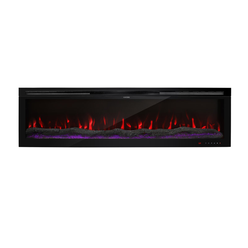 Recessed Wall Mounted Electric Fireplace, Narrow Frame Fireplace Heater With 7X11 Flame Colors, Modern Fireplace Heater With Timer, Thermostat By Remote And Touch Panel, 750/1500W