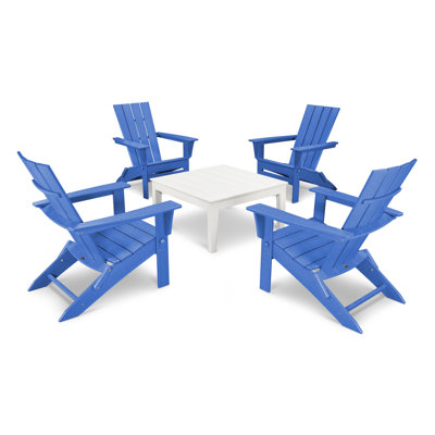 POLYWOOD Quattro Folding Chair 5-Piece Conversation Set