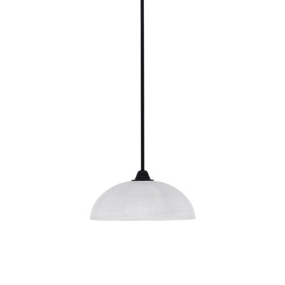 Paramount Stem Hung Pendant Shown In Matte Black Finish With 13" Clear Ribbed Glass