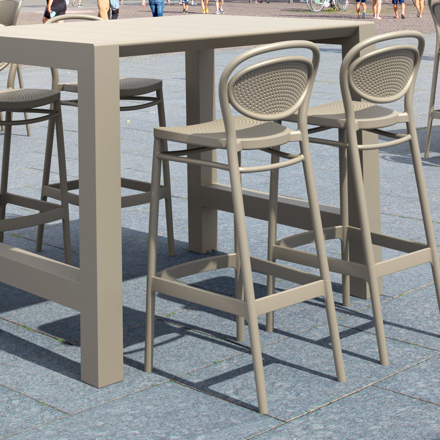 Farrah 39" Patio Dining Set, Taupe
