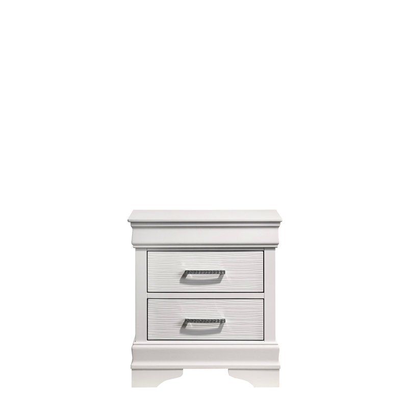 Table de chevet 2 en blanc avec texture de bois pour la finition de l'armoire de chevet moderne