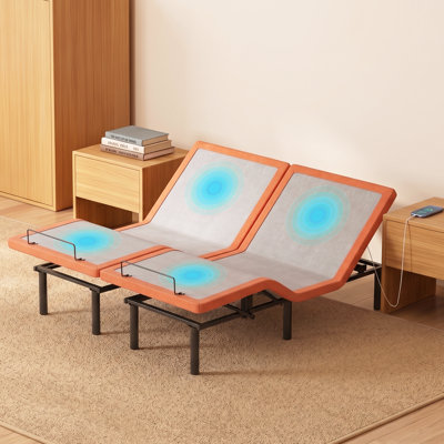 Split King Adjustable Bed with Massage, Wireless Remote, App Control, Zero Gravity, Underbed Light, USB & Type C Ports on both sides