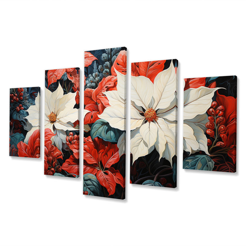 Safran - impression sur toile florale - 5 panneaux