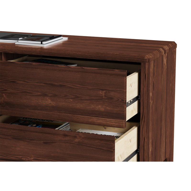 Cecile Solid Wood Writing Desk, Dark Brown, Dark Brown