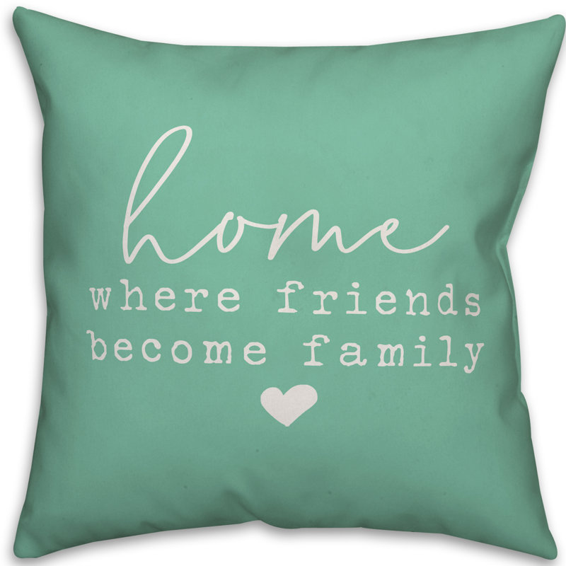 Textual Outdoor Throw Pillow, Mint Green, 16" H x 16" W