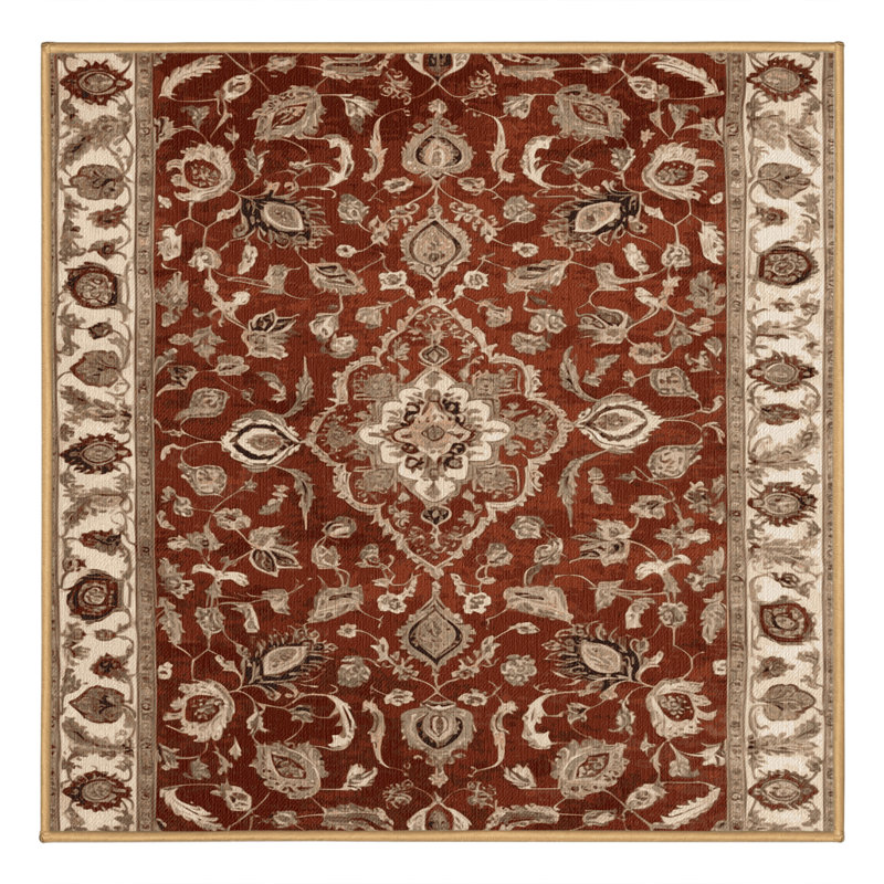 Machine Washable Persian Brown Area Rug, Square 4'
