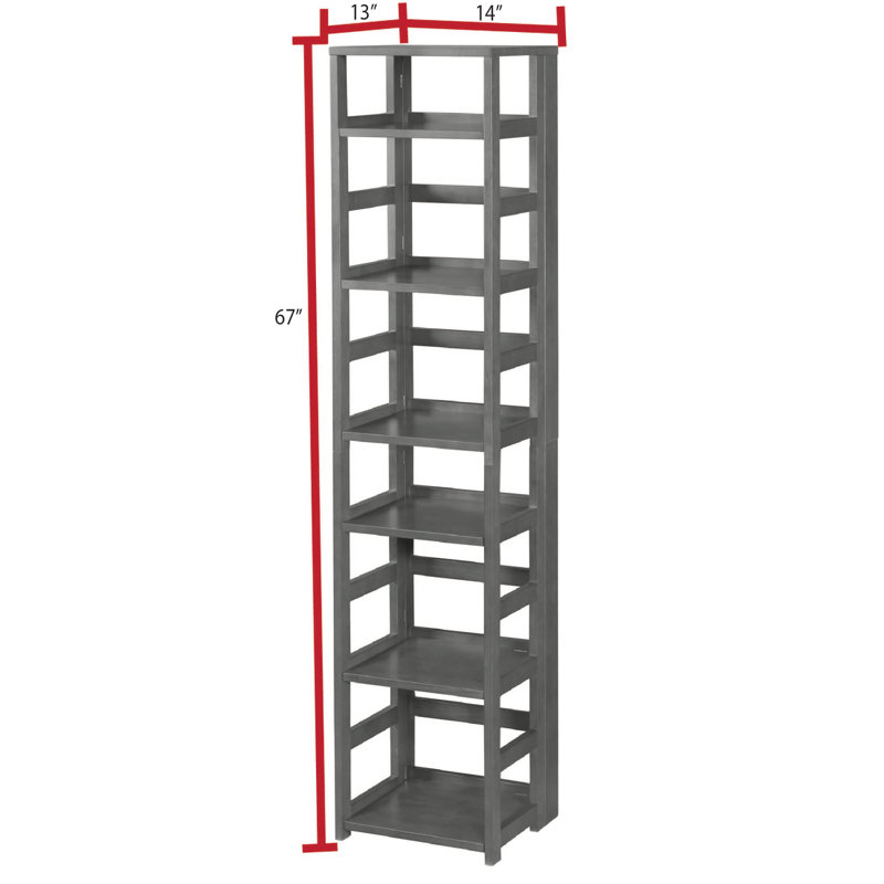 Flip Flop 67" Grey Hand-Rubbed Hardwood Folding Bookcase