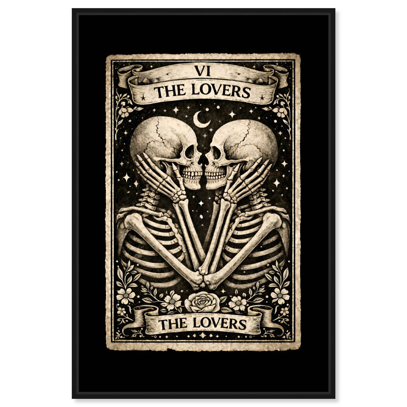 «Spooky Lovers Tarot Card», impression sur toile encadrée par Art Remedy, cadre noir, 16 x 24, H 25 po x l 17 po, Cadre noir