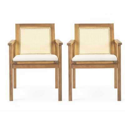 Chaise de salle à manger d'extérieur avec coussin (ensemble de 2)