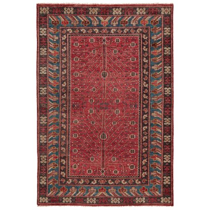 Donte Oriental Hand Knotted Wool Red Area Rug