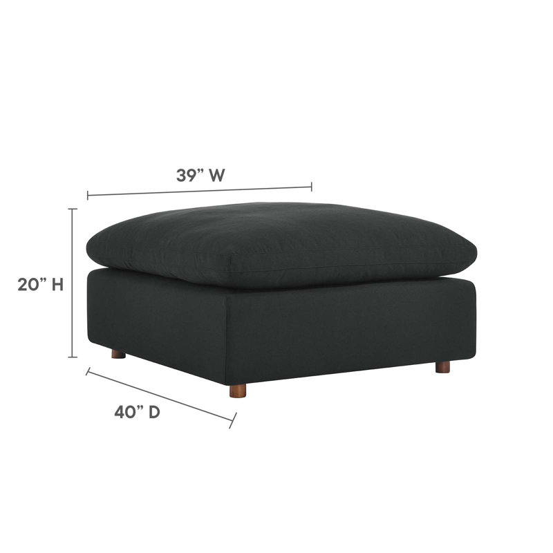 Modway Commix Down Filled Overstuffed Sectional Sofa and Ottoman Set, Black 
