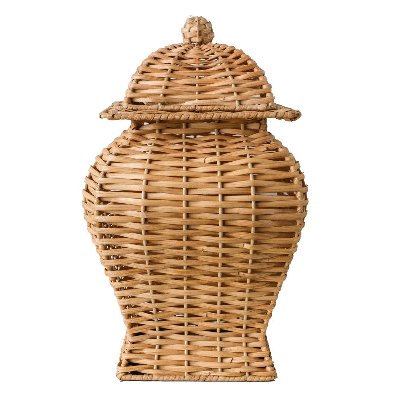 Broward Wicker Jar, 16" H x 6" W x 6" D