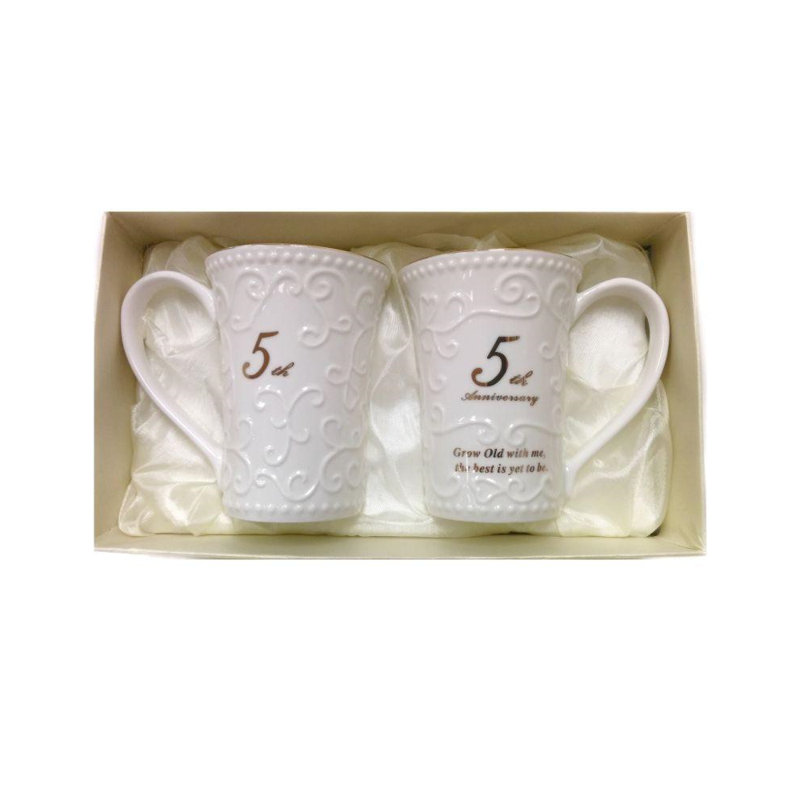 Ensemble de grandes tasses à café 2 pièces 5ème anniversaire Boger