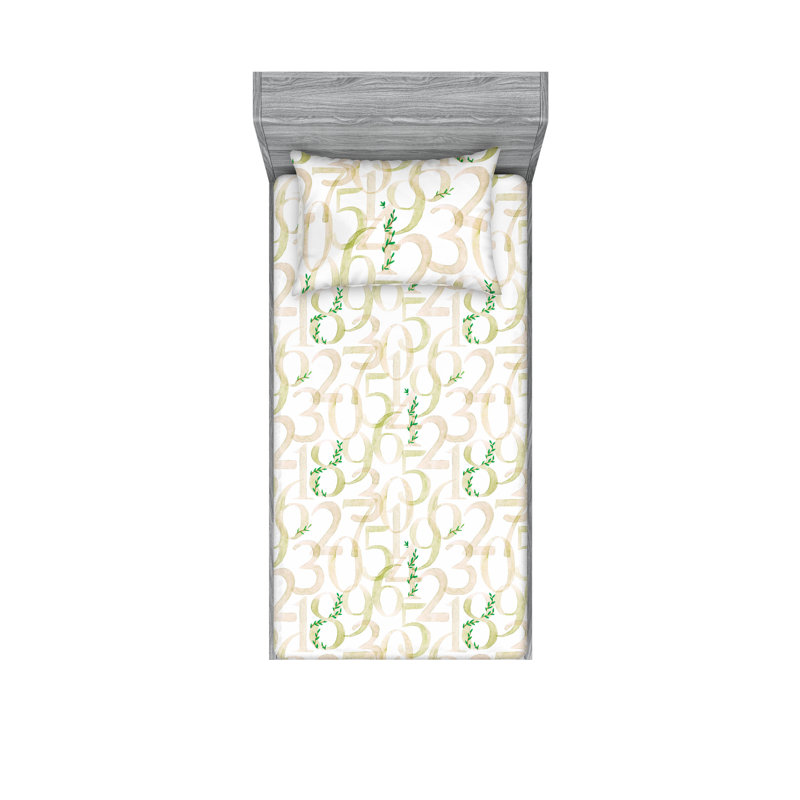 Drap-housse et taie décorative Ambesonne, Ensemble de draps pour lit simple avec 1 taie d'or