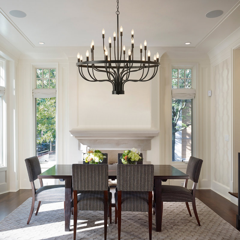 Black Chandelier 24 Light, Large Modern Farmhouse Chandeliers For Dining Room, Industrial Candle Pendant Lighting Fixture For Foyer Hallway Entryway High Ceiling, Bedroom, Living Room