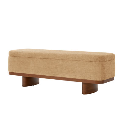 Cheryl Modern 57”W Boucle Simple Assemble Flip Top Storage Bench with Solid Wood Frame