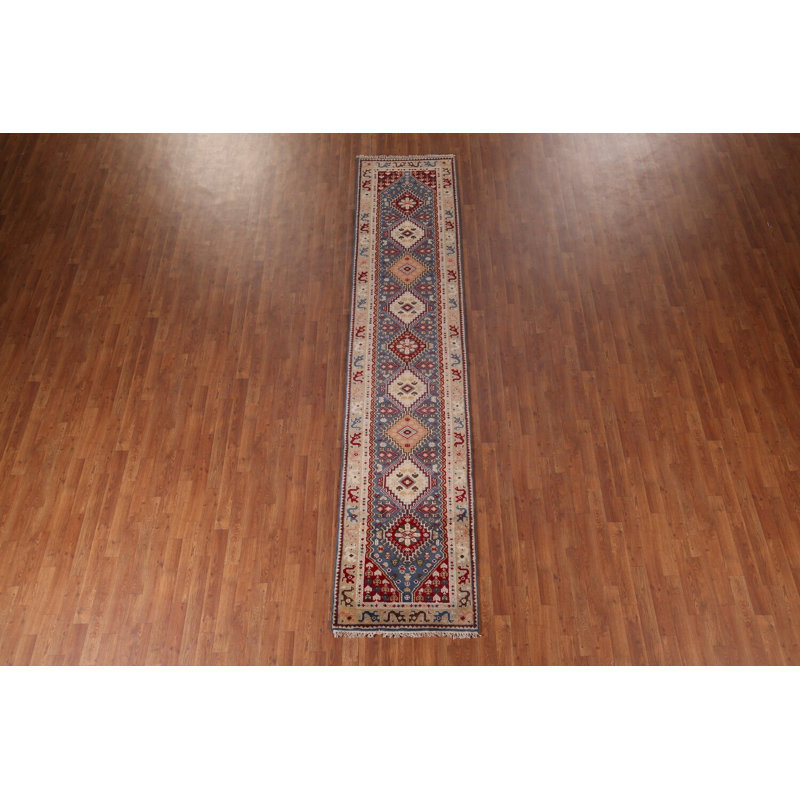 Tapis de couloir oriental bleu Khotan